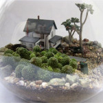 Terrrario con casa en miniatura